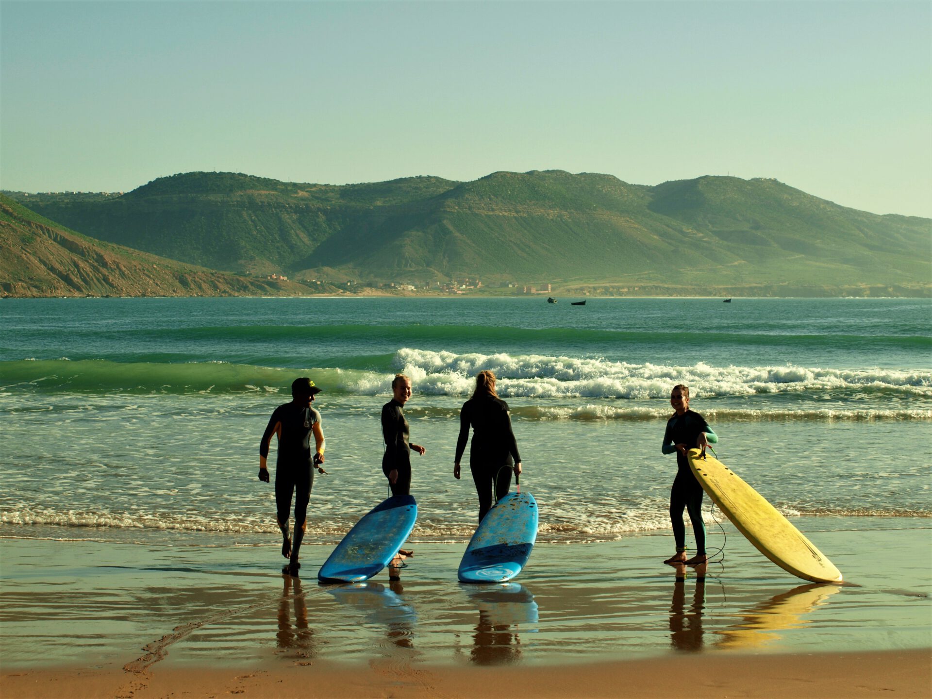 Imsouane bay Morocco headland aerial surf